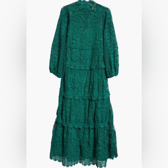 NWT $360 FARM Rio Long Sleeve Guipure Lace Maxi Dress in GREEN - size S and L! - Picture 5 of 7